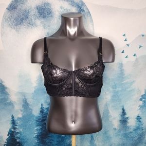 Yandy On Point Sheer Lace Mesh Black Bra XL NWT